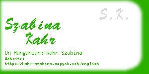 szabina kahr business card